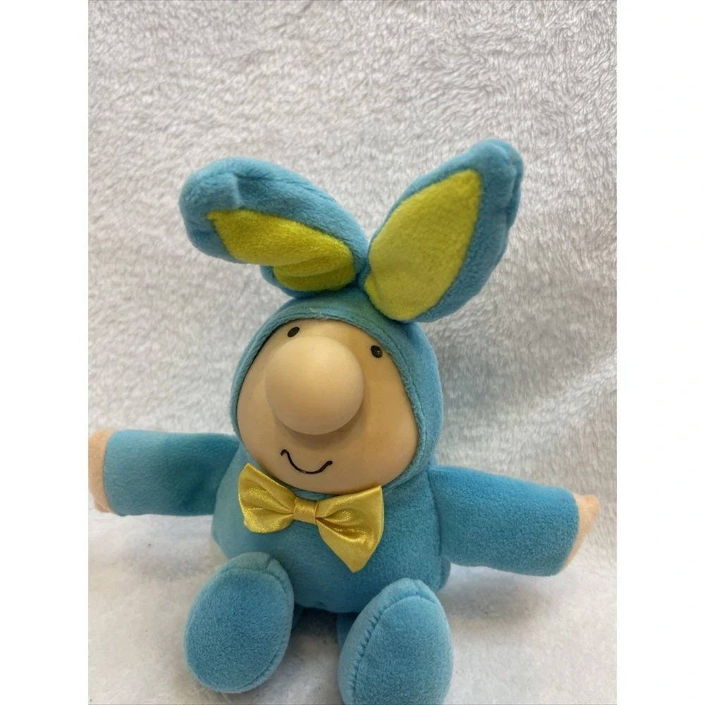 Cute Plush Toy Ziggy in Easter Bunny Costume, Blue‎ & Yellow, Bow Tie 1980s